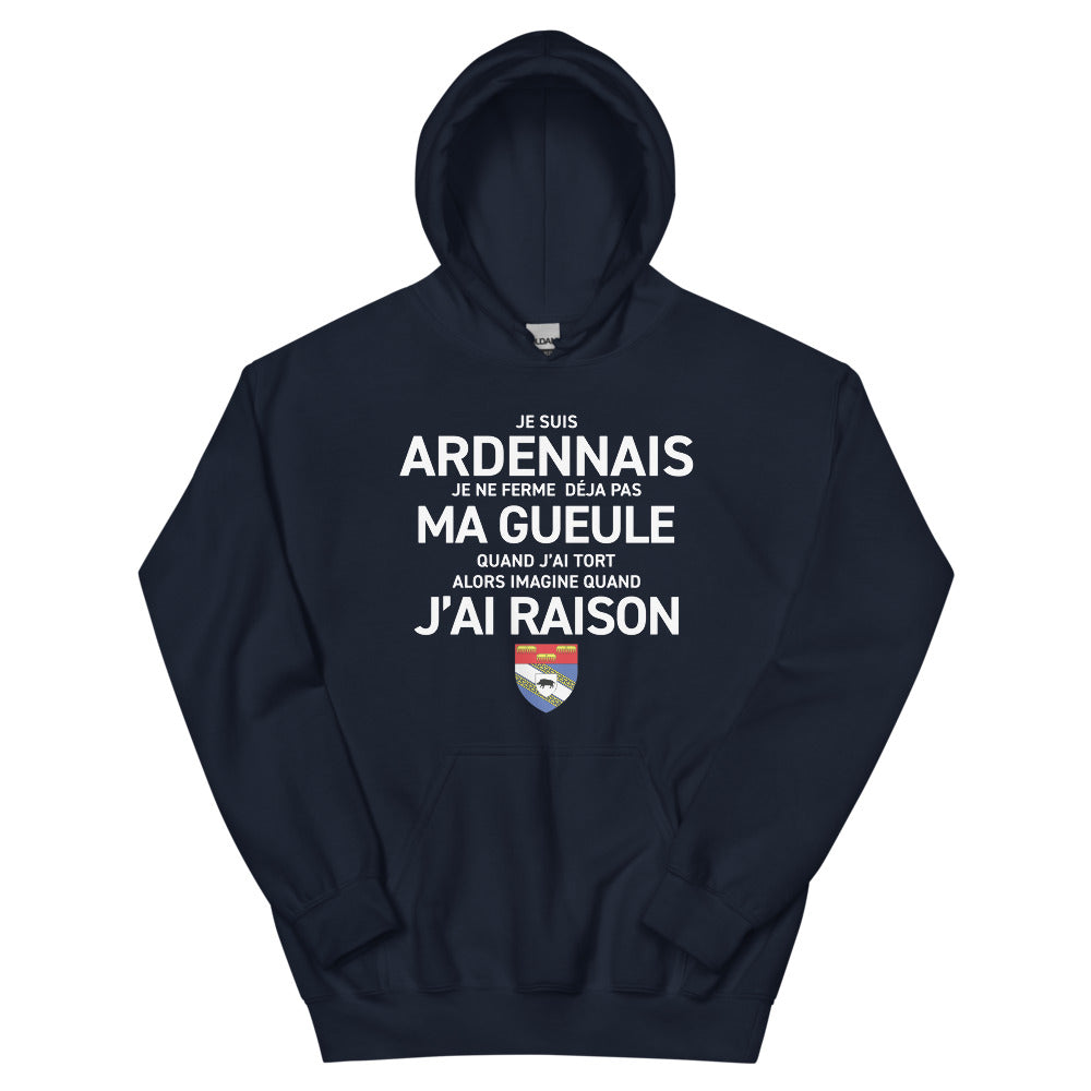 Sweatshirt Ardennais bordeaux - Je suis Ardennais je ne ferme pas ma gueule