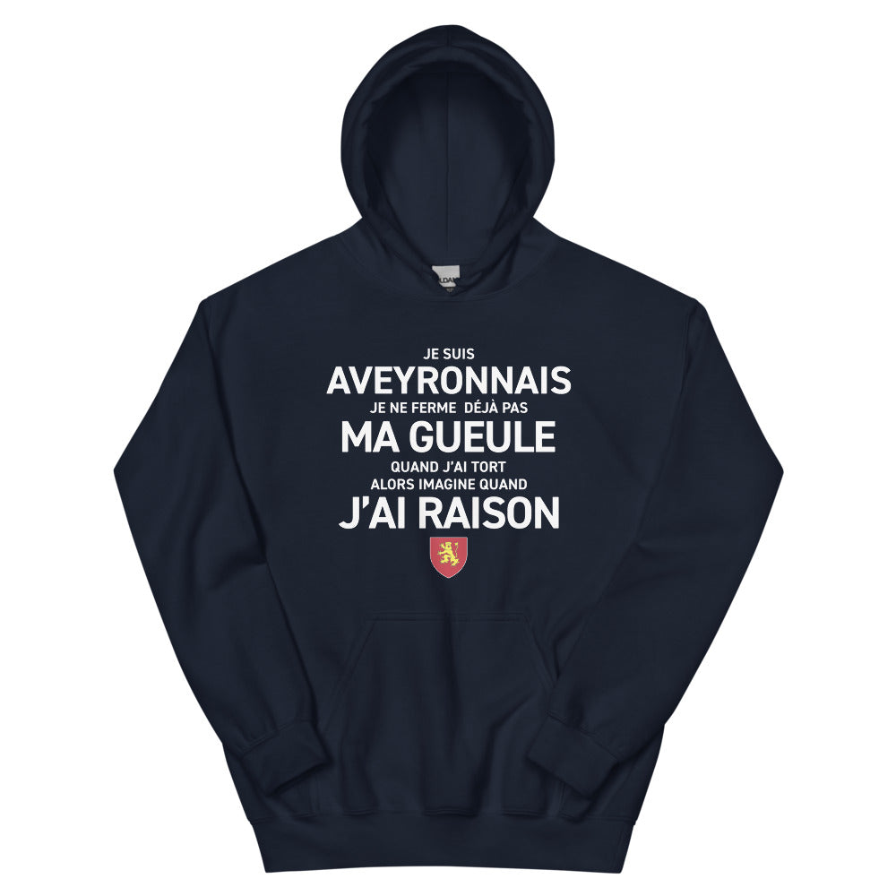 Sweatshirt Aveyron bordeaux - Je suis Aveyronnais je ne ferme pas ma gueule