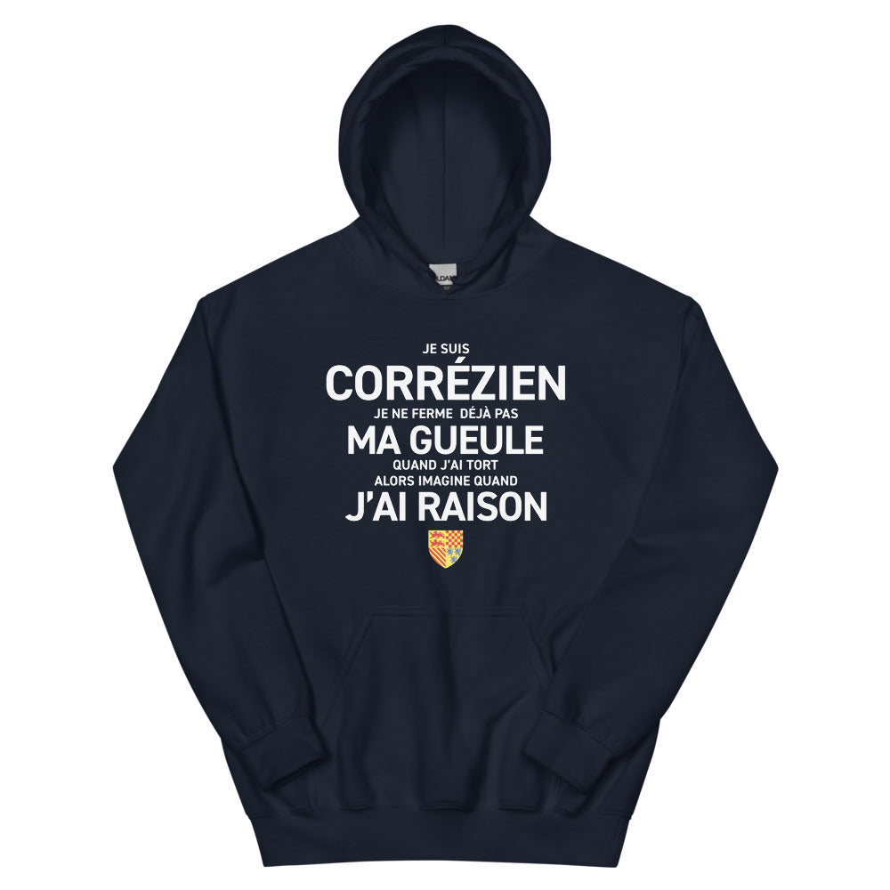 Sweatshirt Corrèze bordeaux - Je suis Corrézien je ne ferme pas ma gueule