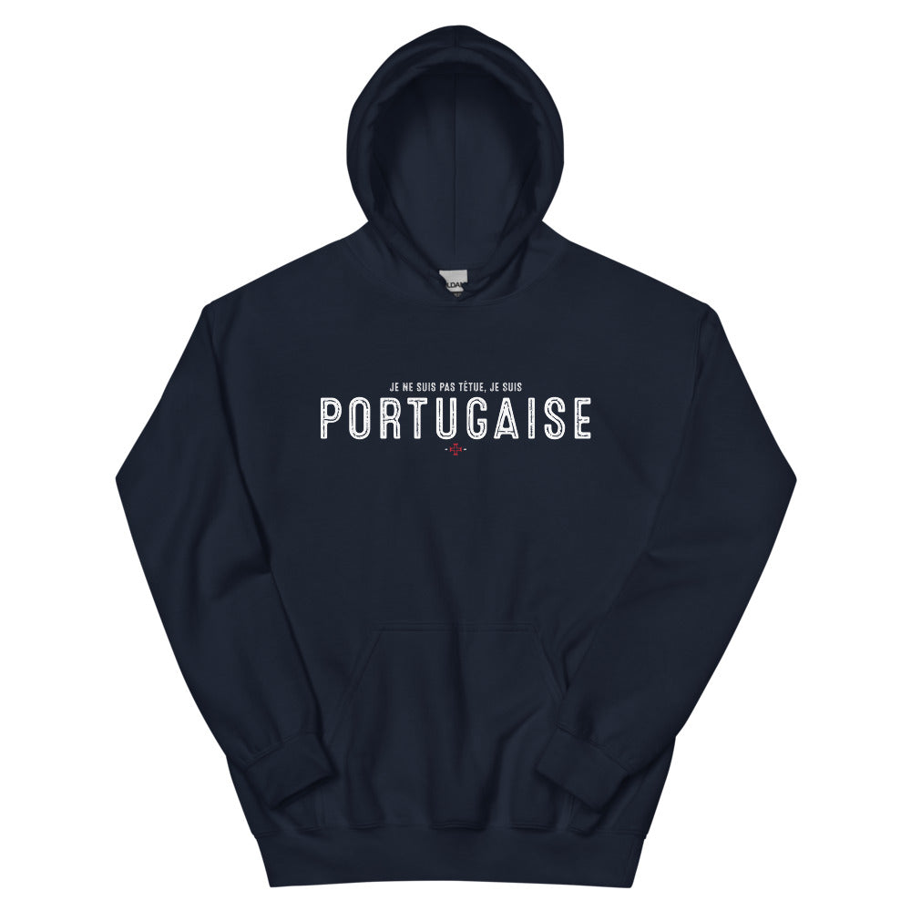 Sweatshirt Portugal bleu marine dos - Je suis portugaise têtue