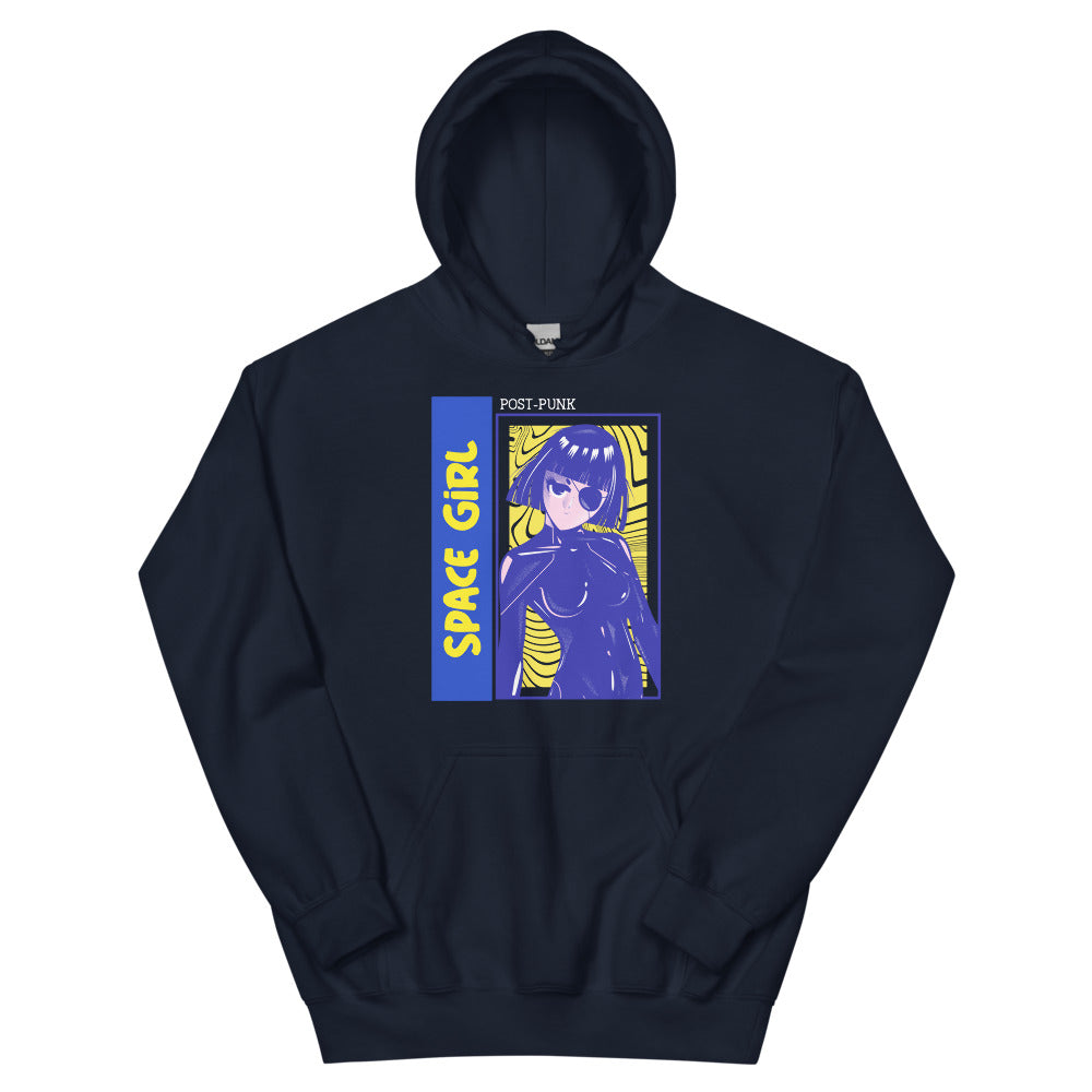 Sweatshirt manga gris foncé chiné - Space Girl post punk design stylé