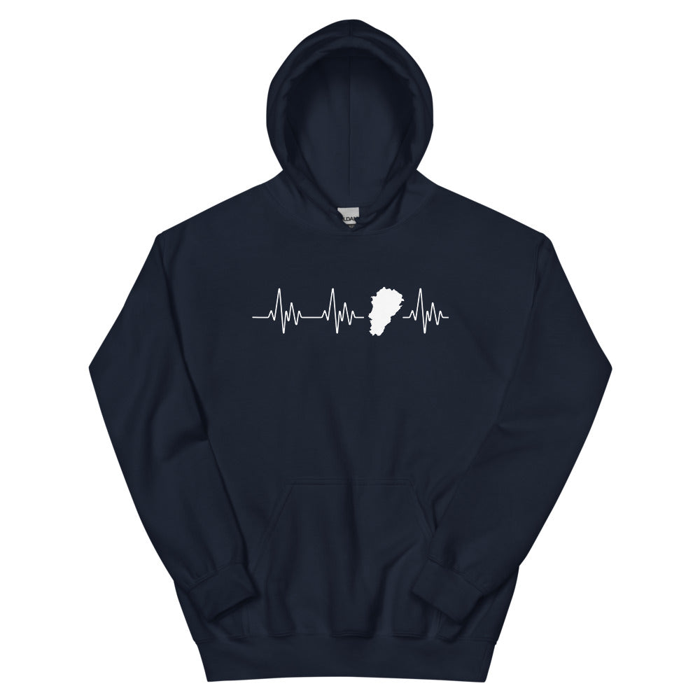 Sweatshirt Franche-Comté bleu marine dos - Battement de cœur avec carte