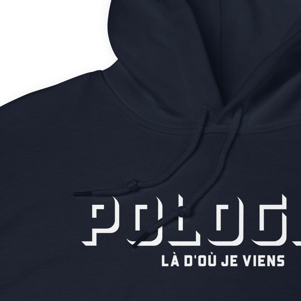 Sweat à capuche Pologne gris foncé chiné dos - Nostalgie et fierté locale