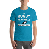 Thumbnail for T-shirt Rugby noir chiné dos - Le rugby m'appelle