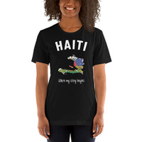 Thumbnail for T-shirt Haïti rouge dos - Mon histoire commence avec fierté