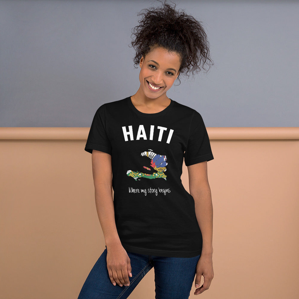 T-shirt Haïti noir - Mon histoire commence avec fierté