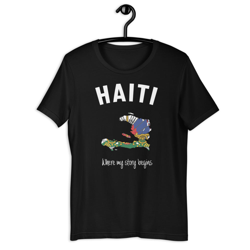 T-shirt Haïti bleu marine - Mon histoire commence avec fierté