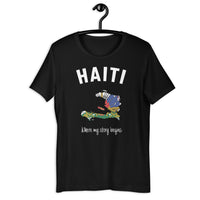 Thumbnail for T-shirt Haïti bleu marine - Mon histoire commence avec fierté