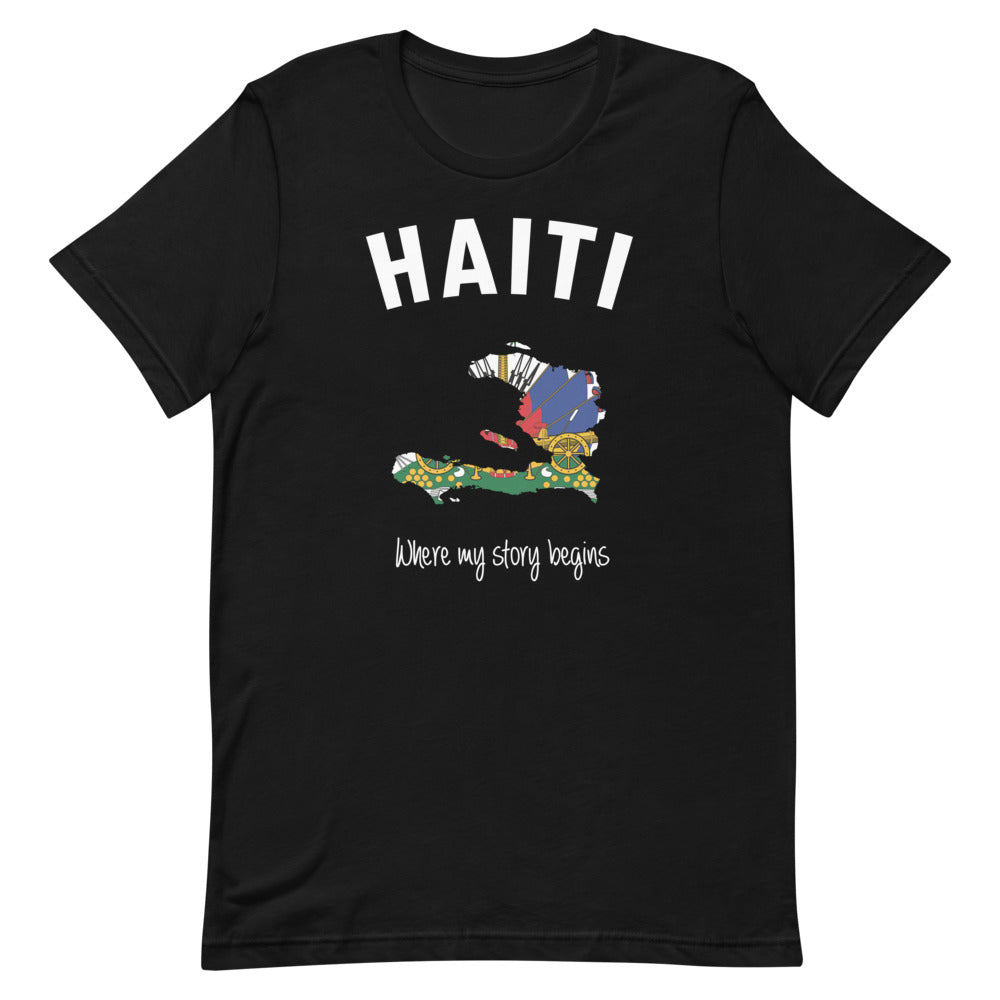 T-shirt Haïti bleu marine dos - Mon histoire commence avec fierté