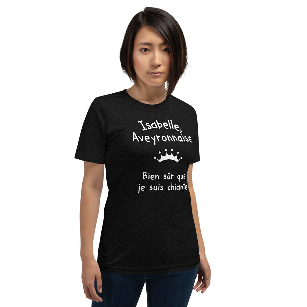 T-shirt Aveyron noir chiné dos - Isabelle Aveyronnaise humoristique