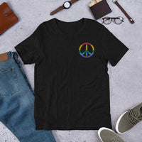 Thumbnail for T-shirt LGBT noir dos - Signe de la paix brodé