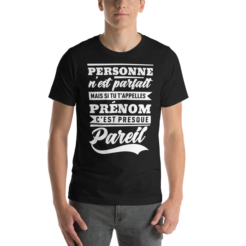T-shirt Homme Blanc Personnalisable Avec Prénom - Réf 02 - Tailles S à 2XL - NEUF