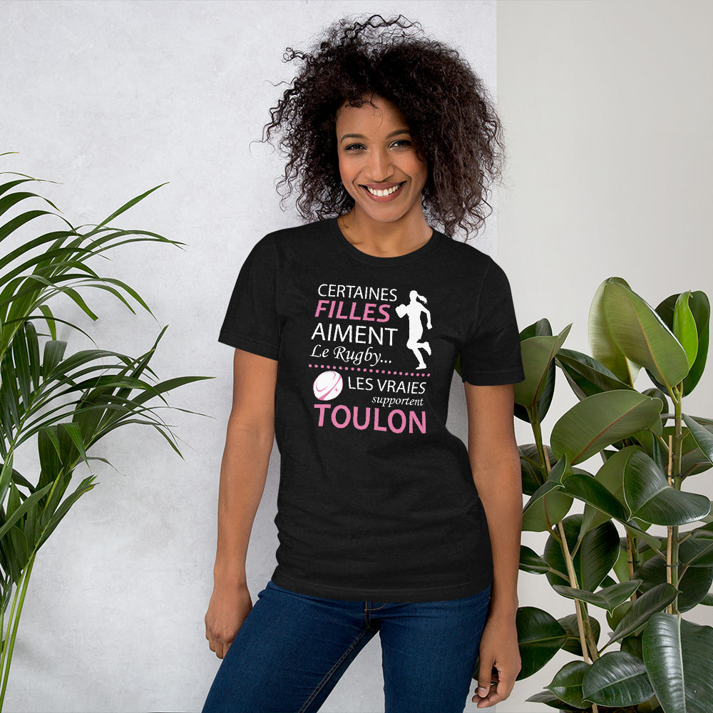 T-shirt femme boyfriend cut Rugby Toulon - Humour les vraies supportent Toulon