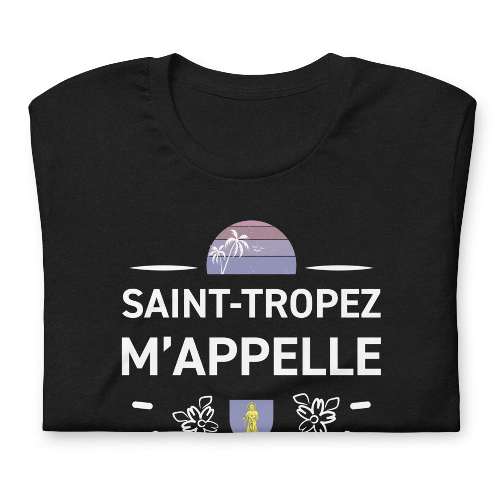 T-shirt Saint Tropez noir chiné - M'appelle et je dois y aller