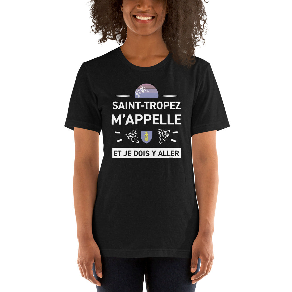T-shirt Saint Tropez framboise chiné - M'appelle et je dois y aller