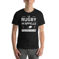 Thumbnail for T-shirt Rugby noir chiné - Le rugby m'appelle