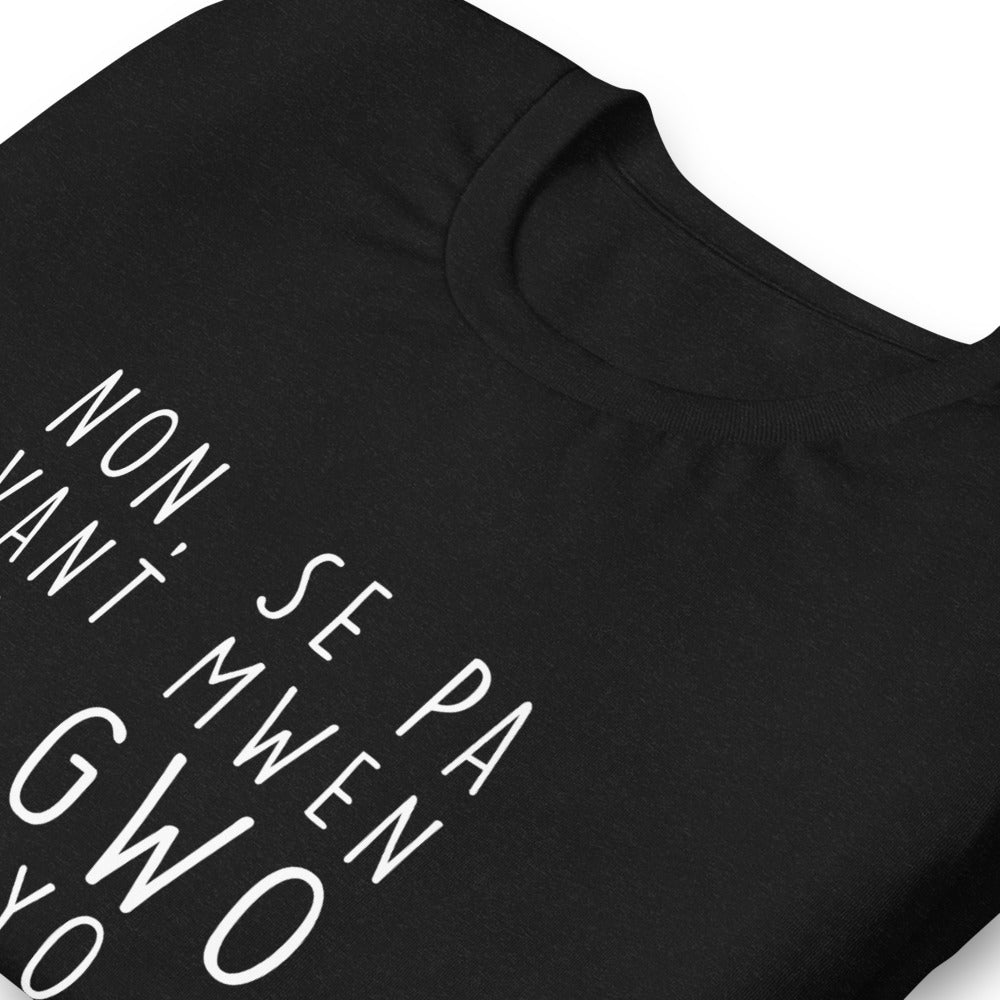 T-shirt Haïti noir chiné dos - Non se pa vant mwen ki gwo