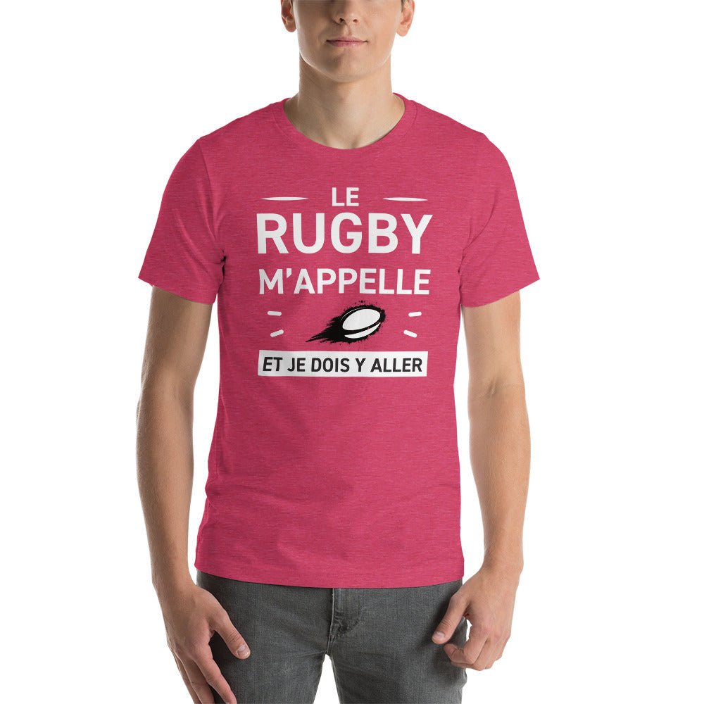 T-shirt Rugby bleu marine dos - Le rugby m'appelle