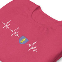 Thumbnail for T-shirt Provence framboise chiné dos - Blason et battement de cœur