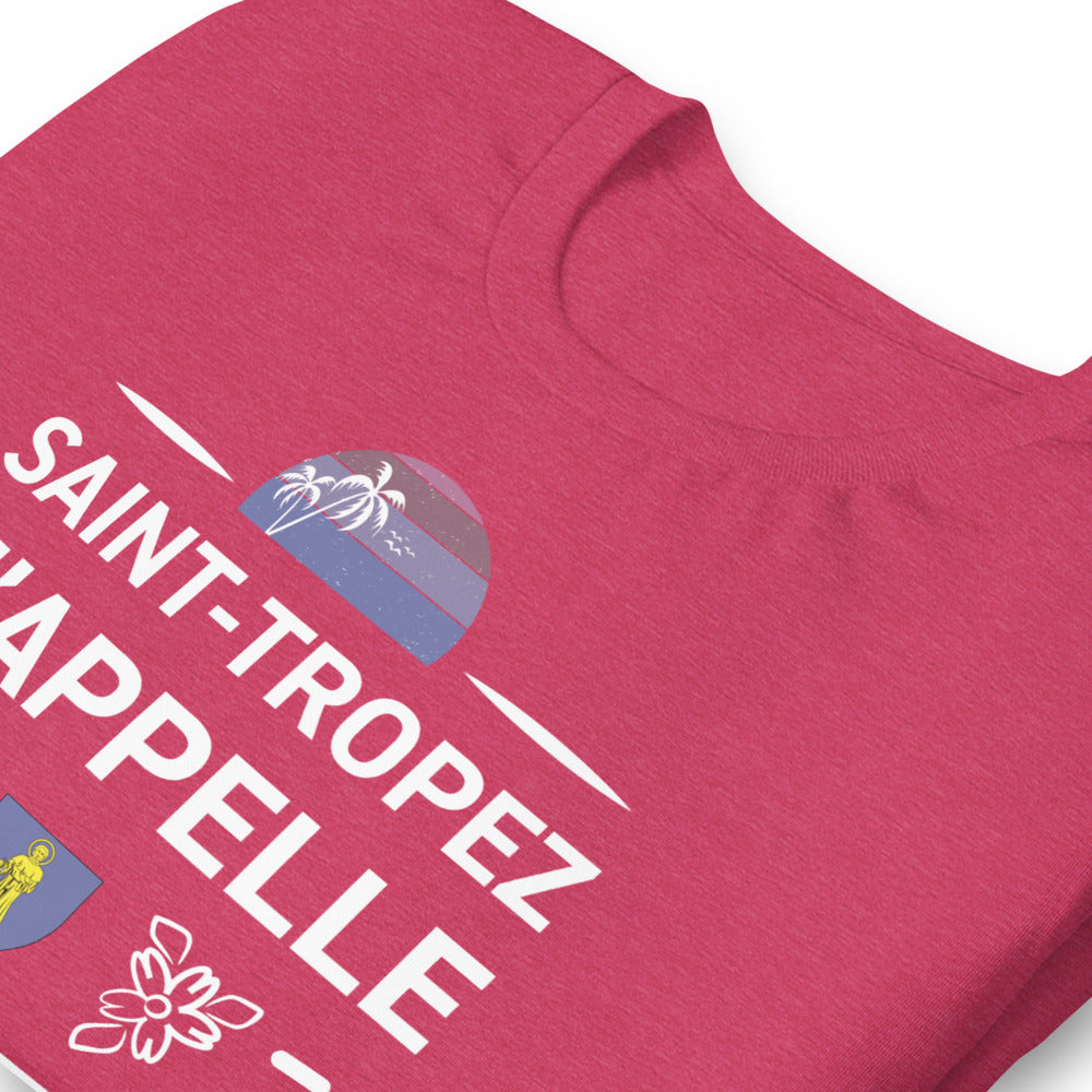 T-shirt Saint Tropez framboise chiné dos - M'appelle et je dois y aller