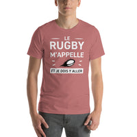 Thumbnail for T-shirt Rugby mauve - Le rugby m'appelle