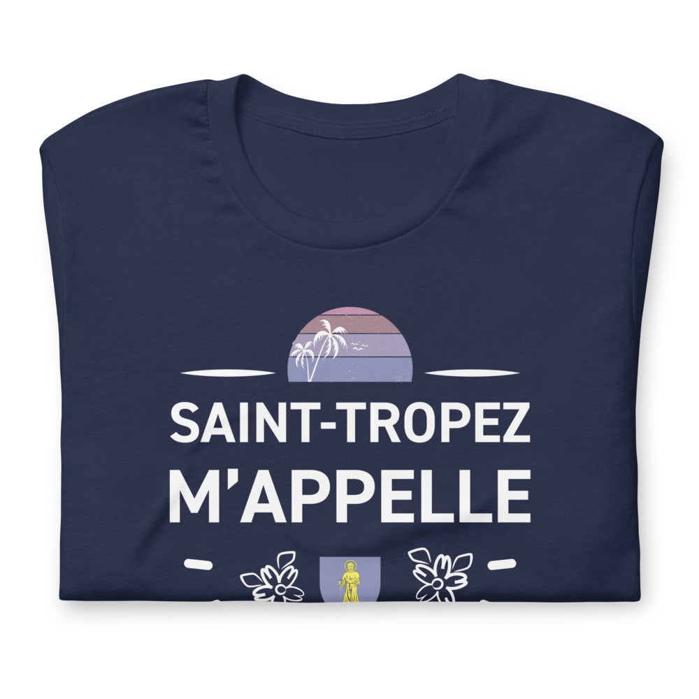 T-shirt Saint Tropez bleu marine dos - M'appelle et je dois y aller