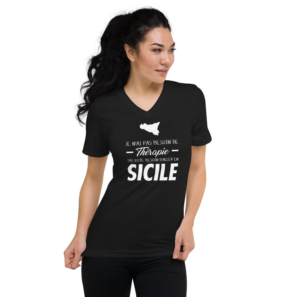 T-shirt Sicile noir - Je n'ai pas besoin de thérapie