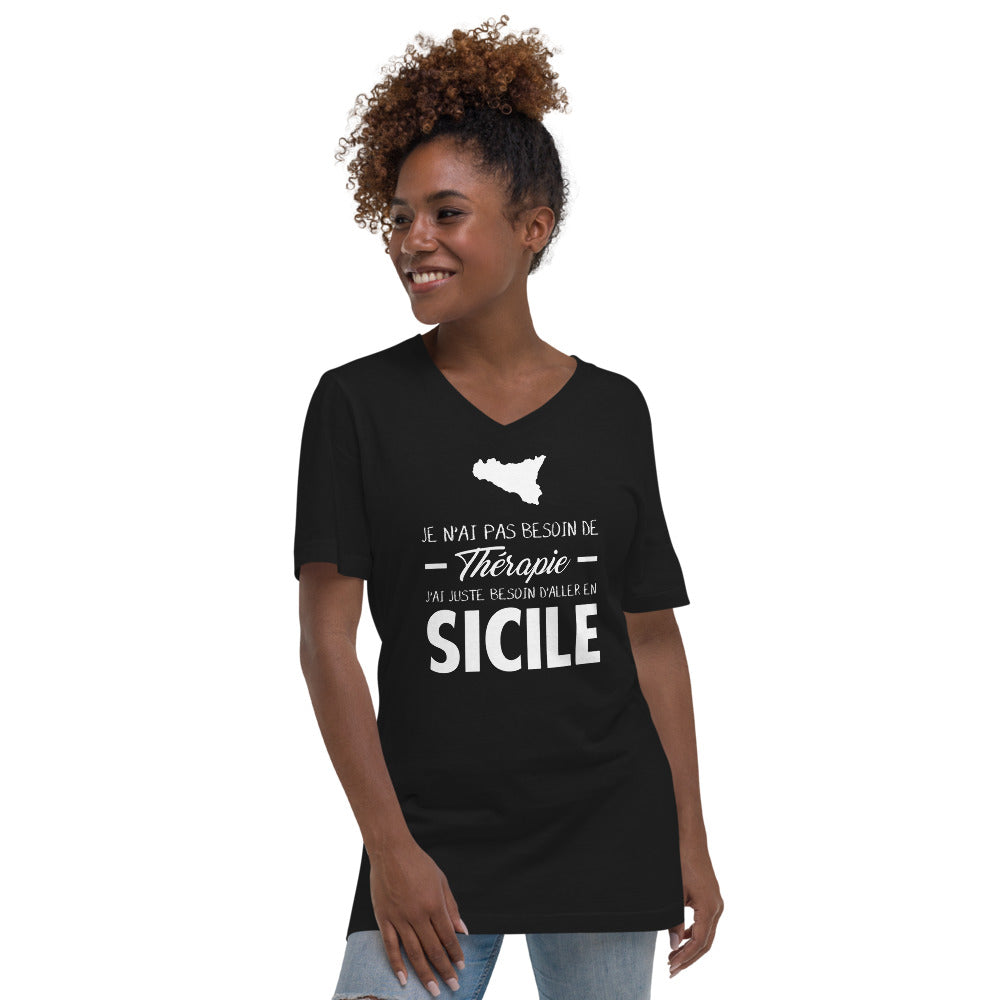 T-shirt Sicile bleu - Je n'ai pas besoin de thérapie