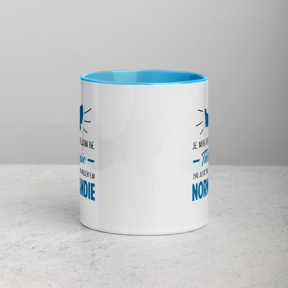 Je n'ai pas besoin de Thérapie, j'ai juste besoin d'aller en Normandie - Mug Tasse pour le café de couleur - Ici & Là - T-shirts & Souvenirs de chez toi