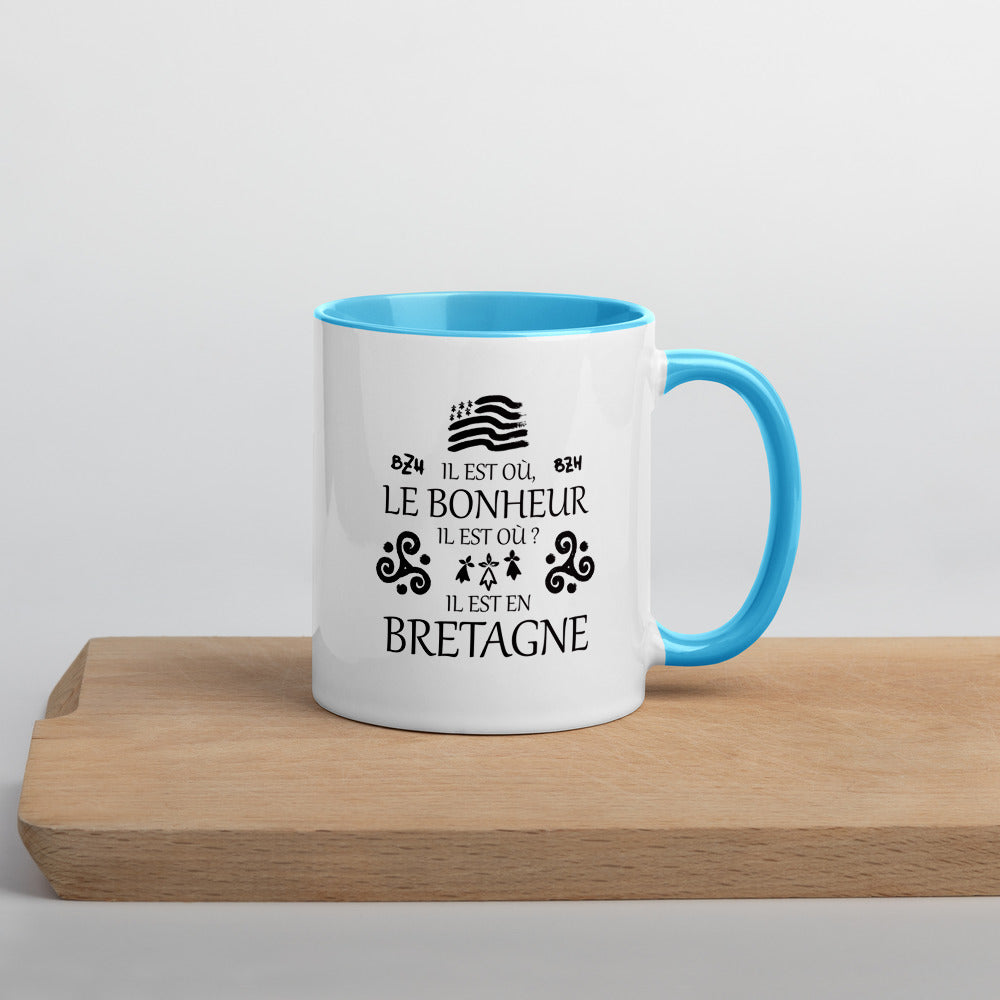 Mug Bretagne rouge dos - Il est où le bonheur, il est où ?