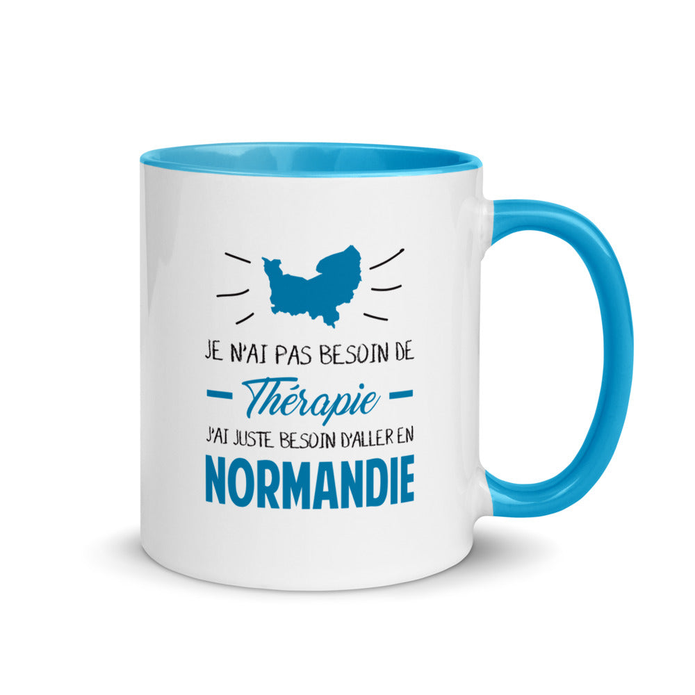 Mug Normandie noir dos - Je n'ai pas besoin de thérapie