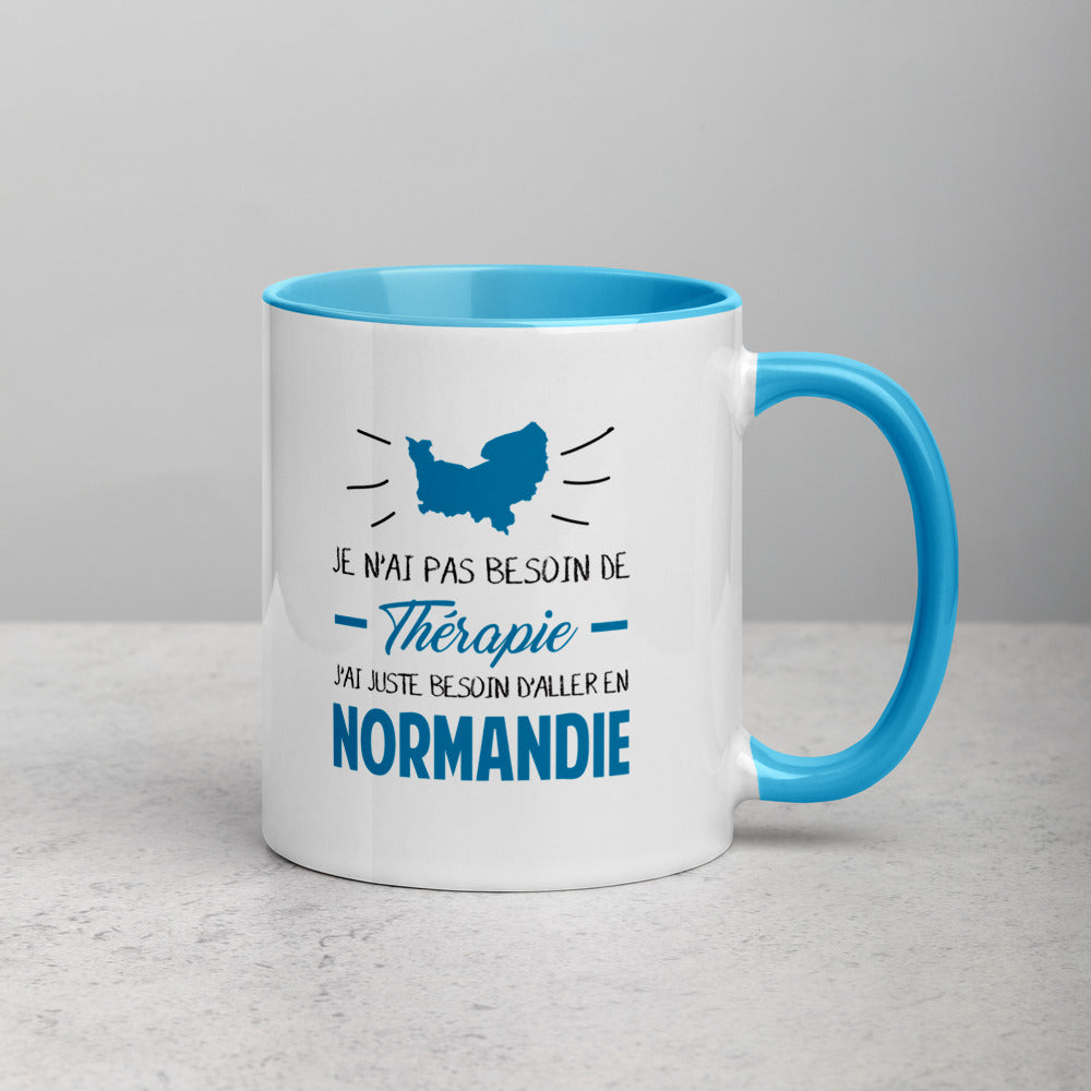 Je n'ai pas besoin de Thérapie, j'ai juste besoin d'aller en Normandie - Mug Tasse pour le café de couleur - Ici & Là - T-shirts & Souvenirs de chez toi