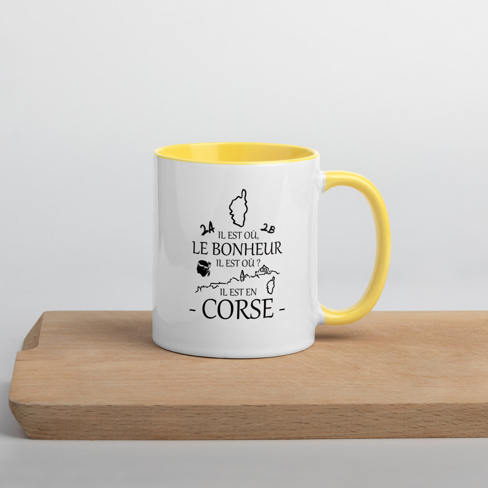Mug Corse jaune dos - Il est où le bonheur, il est où ?