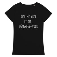 Thumbnail for T-shirt humour bleu marine - Dieu me créa, démerdez-vous !
