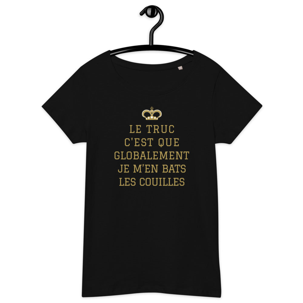 T-shirt humour femme bleu marine dos - Je m'en bats les couilles