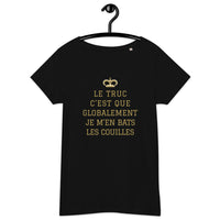 Thumbnail for T-shirt humour femme bleu marine dos - Je m'en bats les couilles