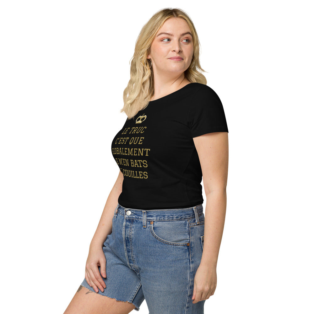 T-shirt humour femme noir - Je m'en bats les couilles